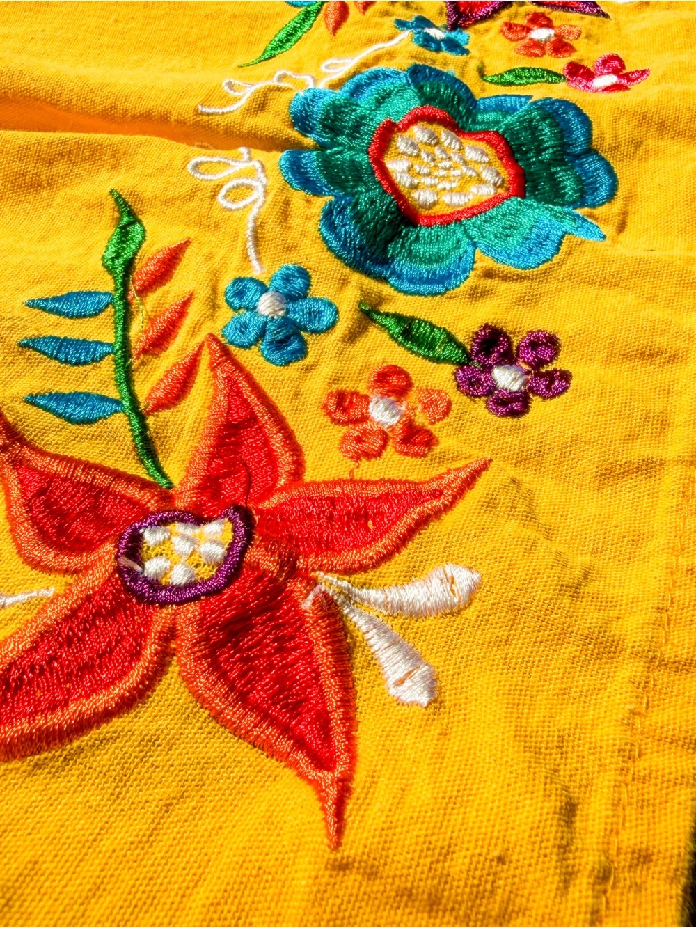 Traditional Peasant Campesino Mexican Dress 2t Yellow Vibrant Vintage Fiesta - Picture 3 of 6